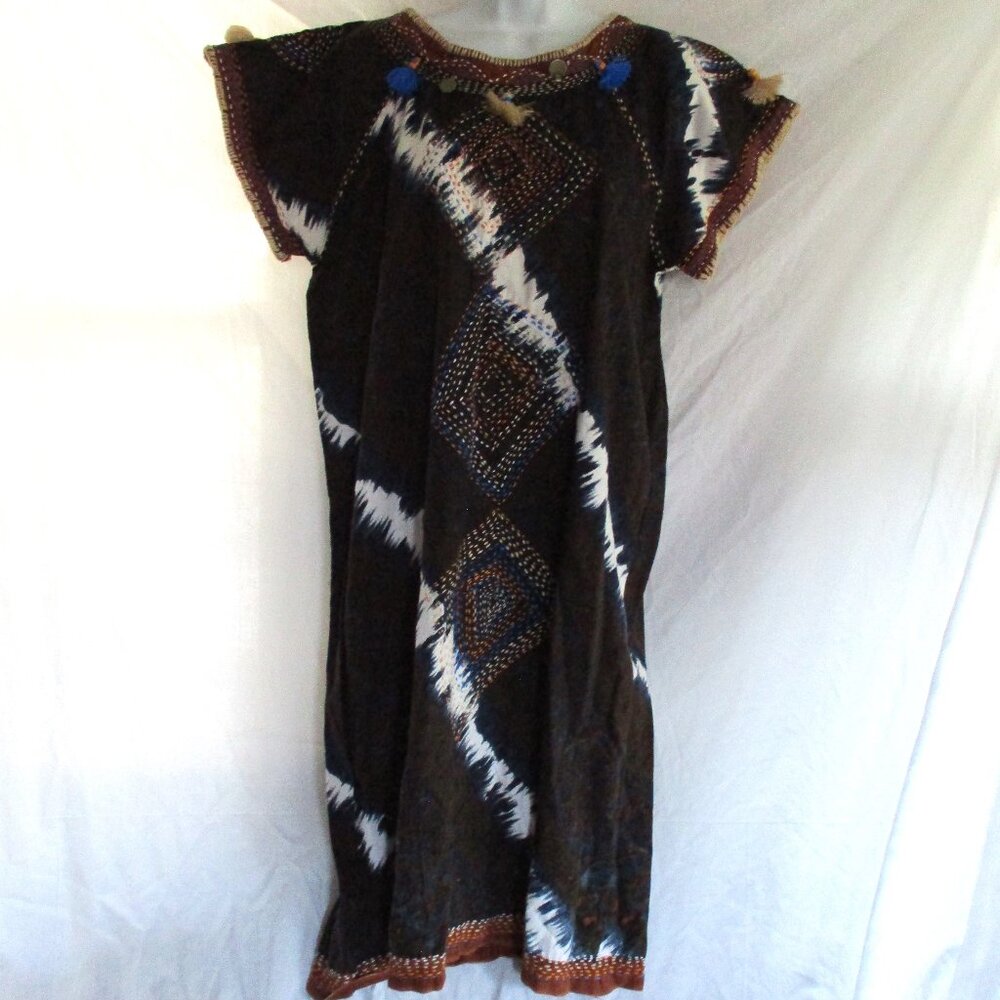 NEW NWT Handmade HILLTRIBE HOUSE TUNIC KAFTAN Ethnic Dress Batik stitched Colorf
